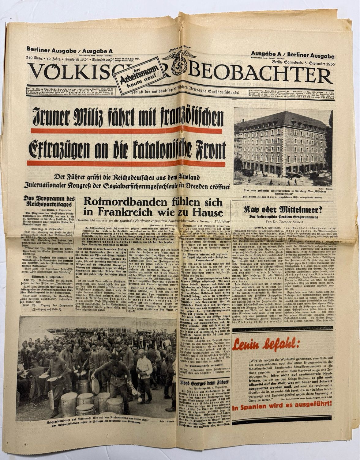 September 1936 Complete Edition of The Völkischer Beobachter - Official German Partei Newspaper