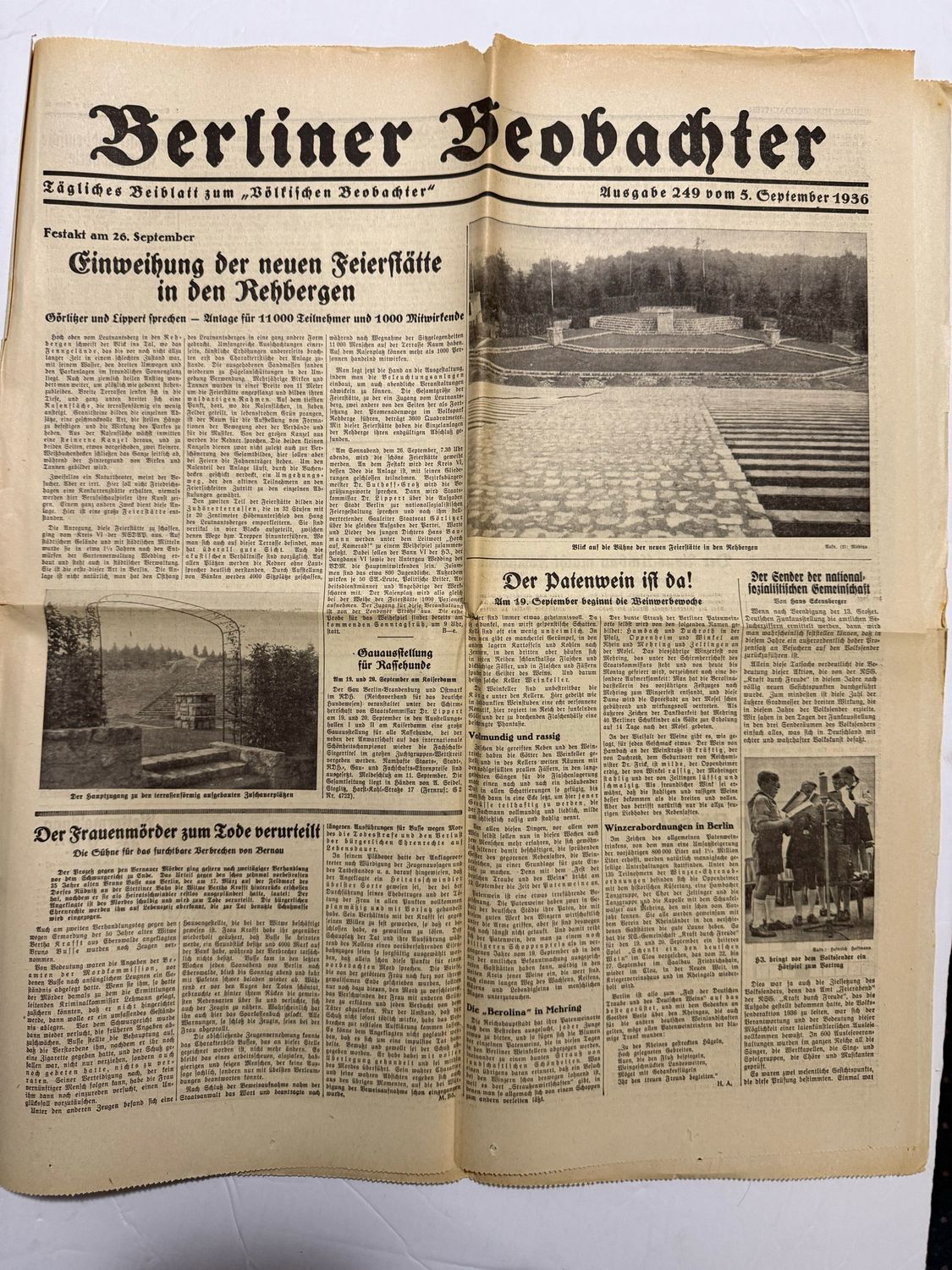 September 1936 Complete Edition of The Völkischer Beobachter - Official German Partei Newspaper