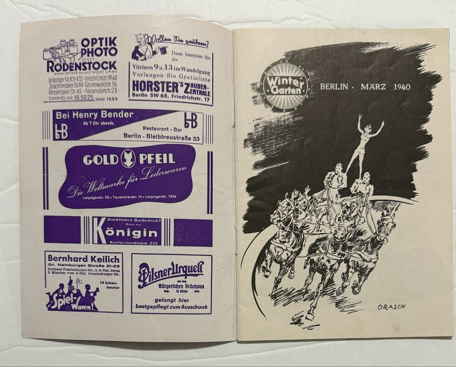 Berlin March 1940 Winter Garden Theater Program Booklet - Actors, Photos, Advertisements, Nudes, Etc.