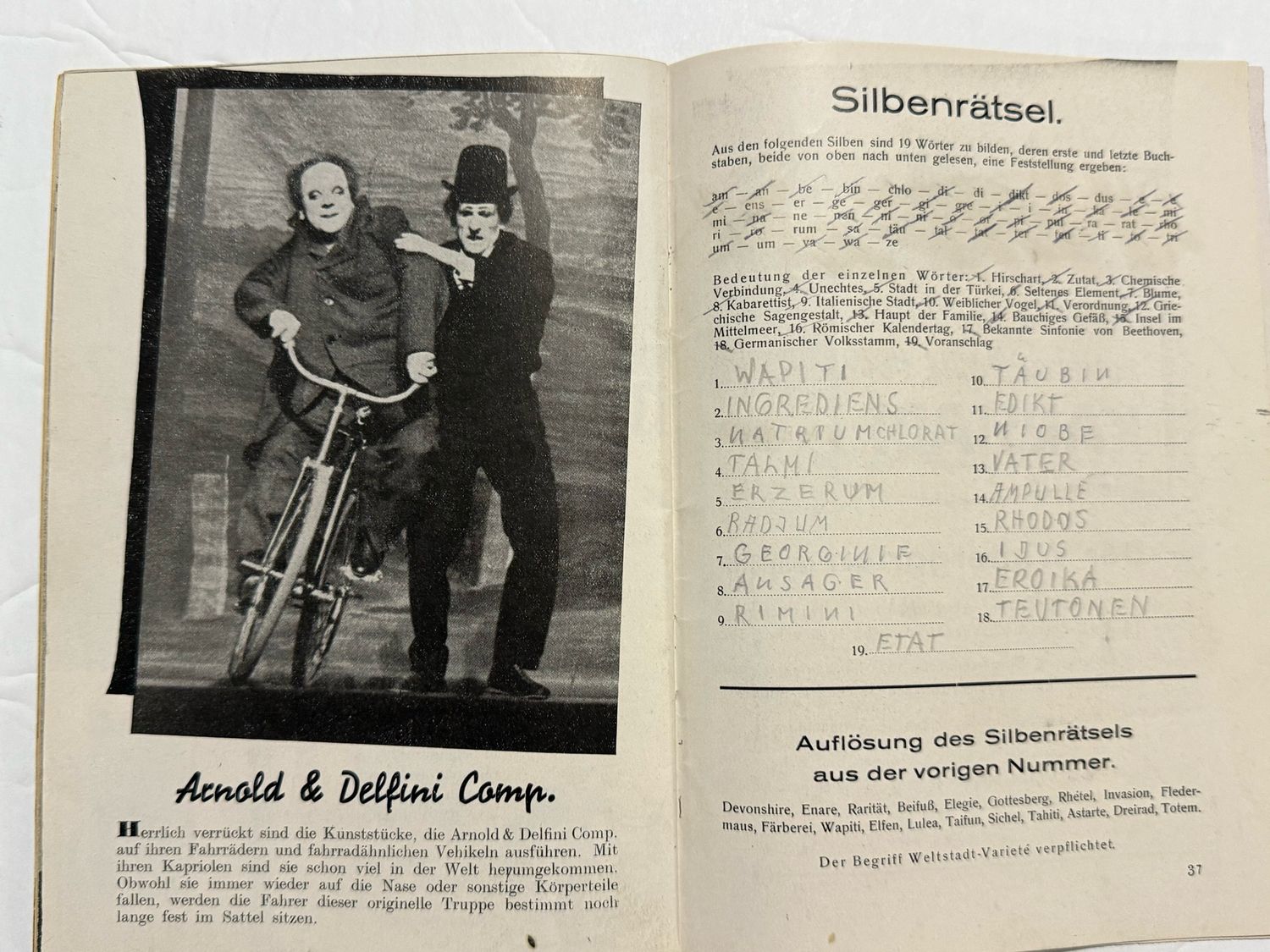Berlin March 1940 Winter Garden Theater Program Booklet - Actors, Photos, Advertisements, Nudes, Etc.