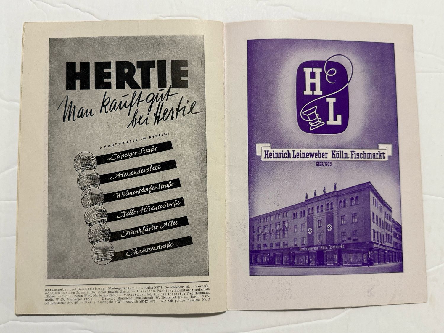 Berlin March 1940 Winter Garden Theater Program Booklet - Actors, Photos, Advertisements, Nudes, Etc.