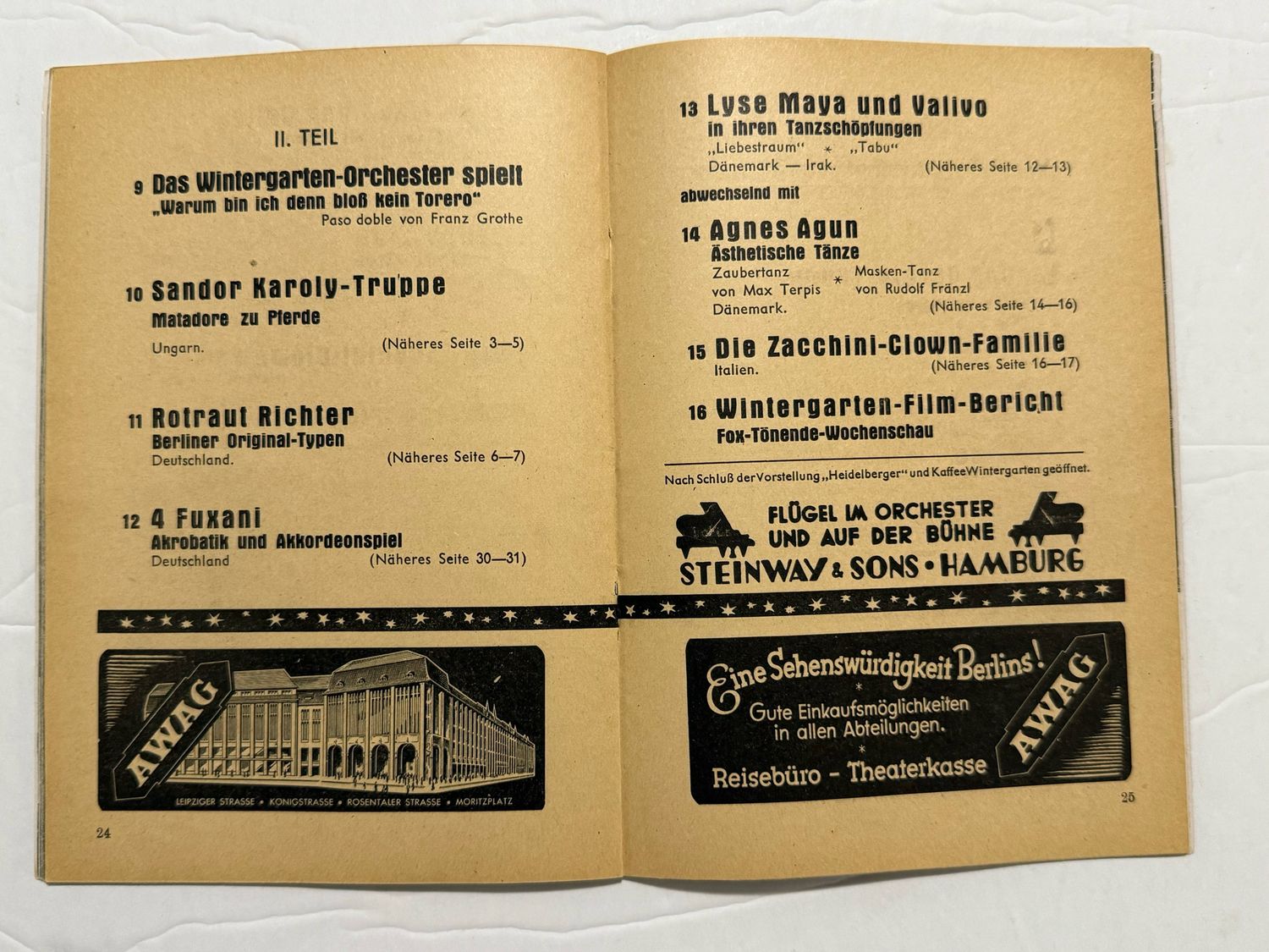 Berlin March 1940 Winter Garden Theater Program Booklet - Actors, Photos, Advertisements, Nudes, Etc.