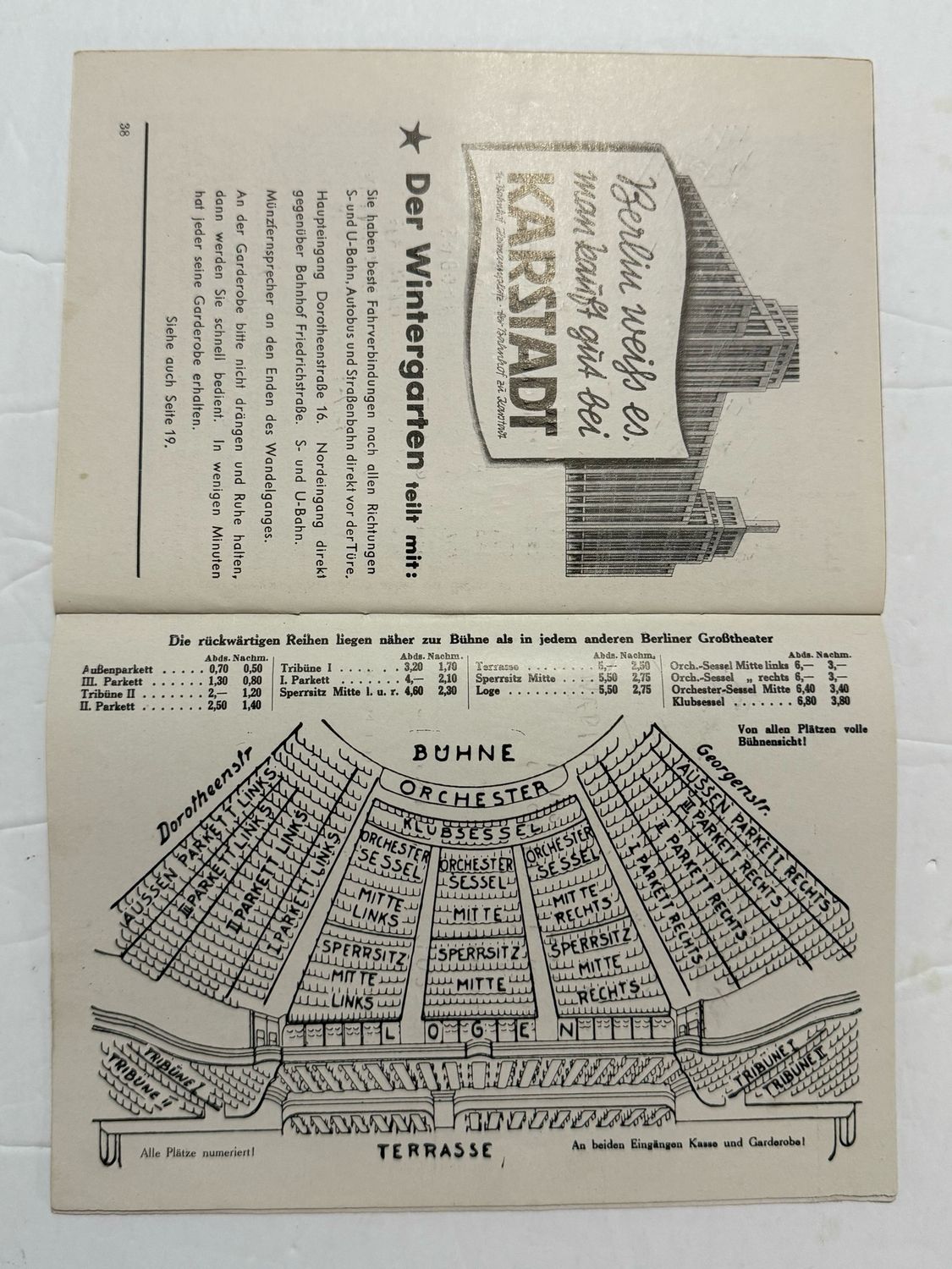Berlin March 1940 Winter Garden Theater Program Booklet - Actors, Photos, Advertisements, Nudes, Etc.