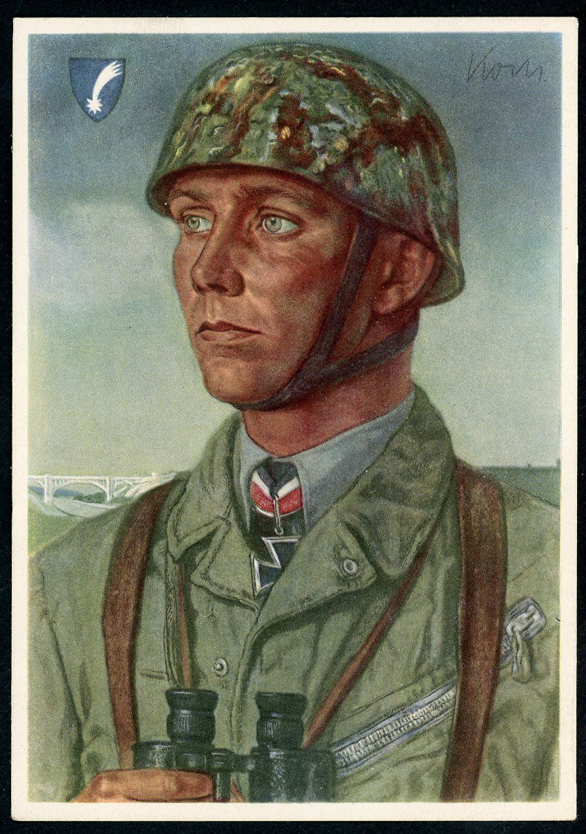 German WW2 VDA Postcard Fallschirmjäger Paratrooper Major Koch Knights Cross For Eben-Emael, Died Mysteriously After Criticizing Der Fuhrer in 1943