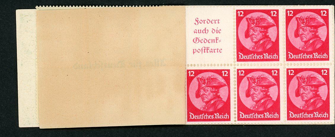 Rare Complete Deutsches Reich Booklet of 6 &amp; 12 Pfennig Stamps - Swaz Flag On Cover