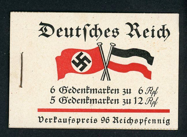 Rare Complete Deutsches Reich Booklet of 6 &amp; 12 Pfennig Stamps - Swaz Flag On Cover