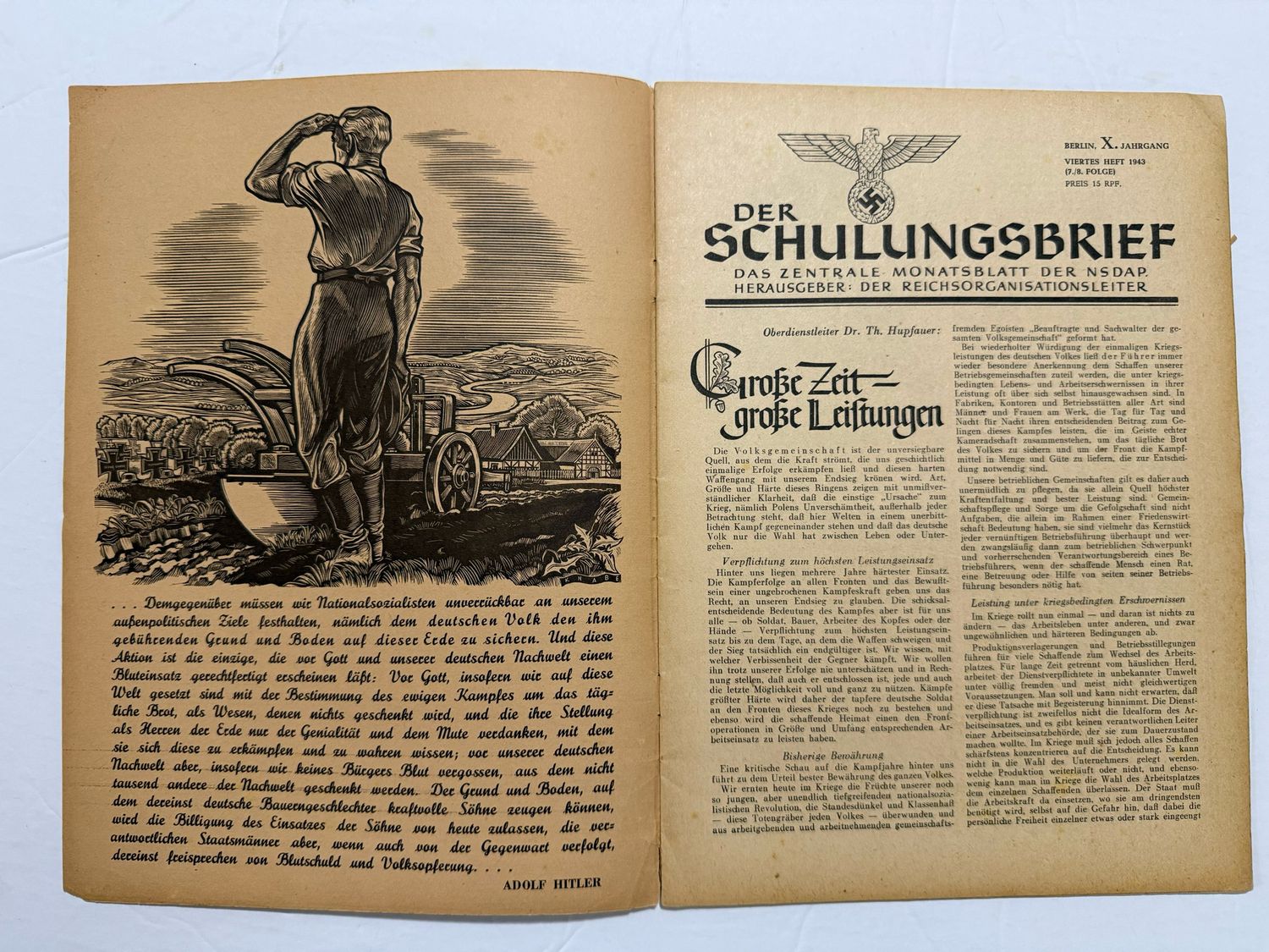 German Wartime Third Reich Magazine Der Schulungsbrief 1943 - Illustrations, Articles, Propaganda, Etc.