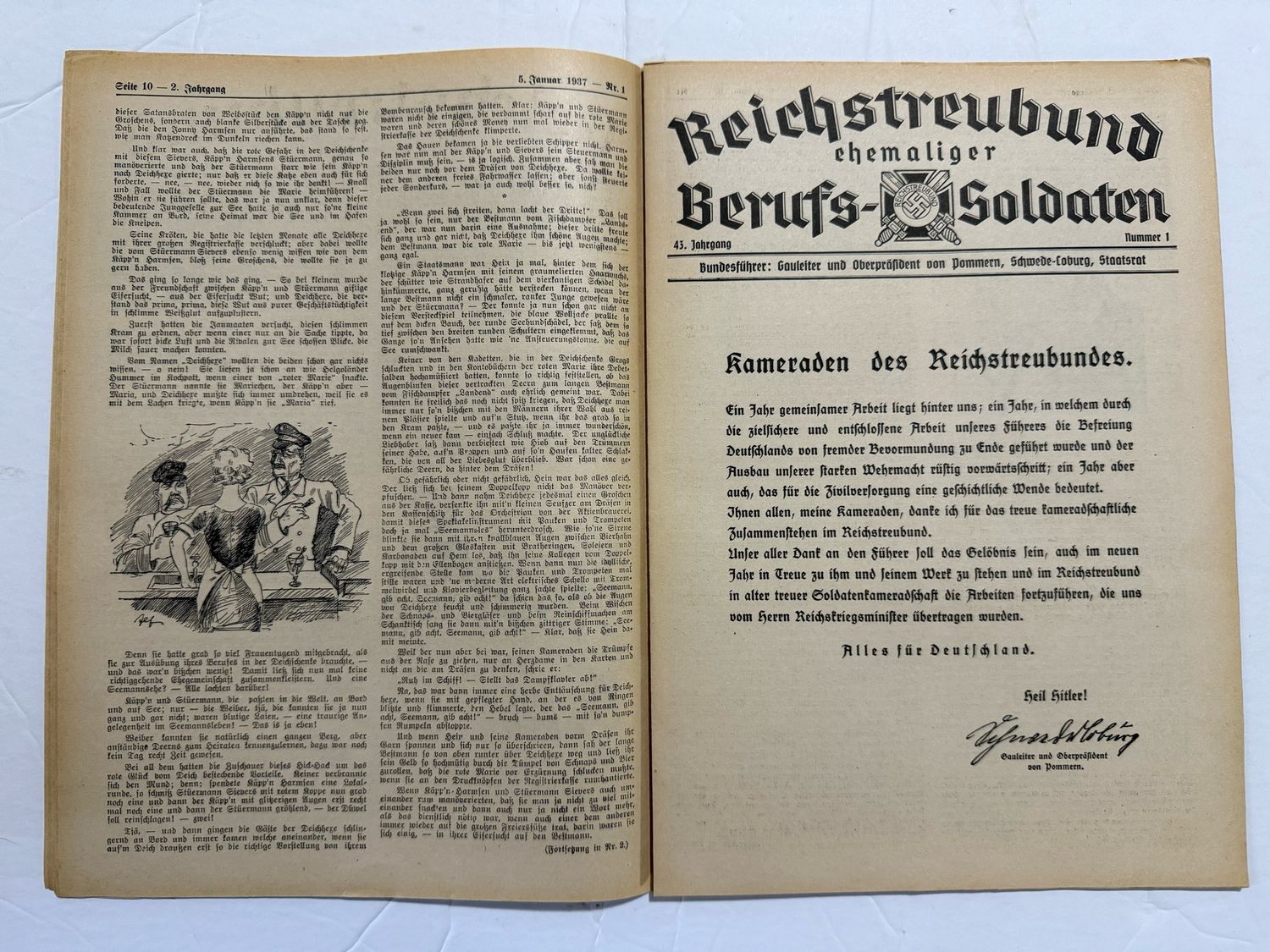 German Third Reich Veteran&#39;s Magazine Soldatenbund 1937 - Great Images - Generals, Der Fuhrer, Nachrichtentruppe, Dogs, Naval Flags, Morse Code &amp; MORE!