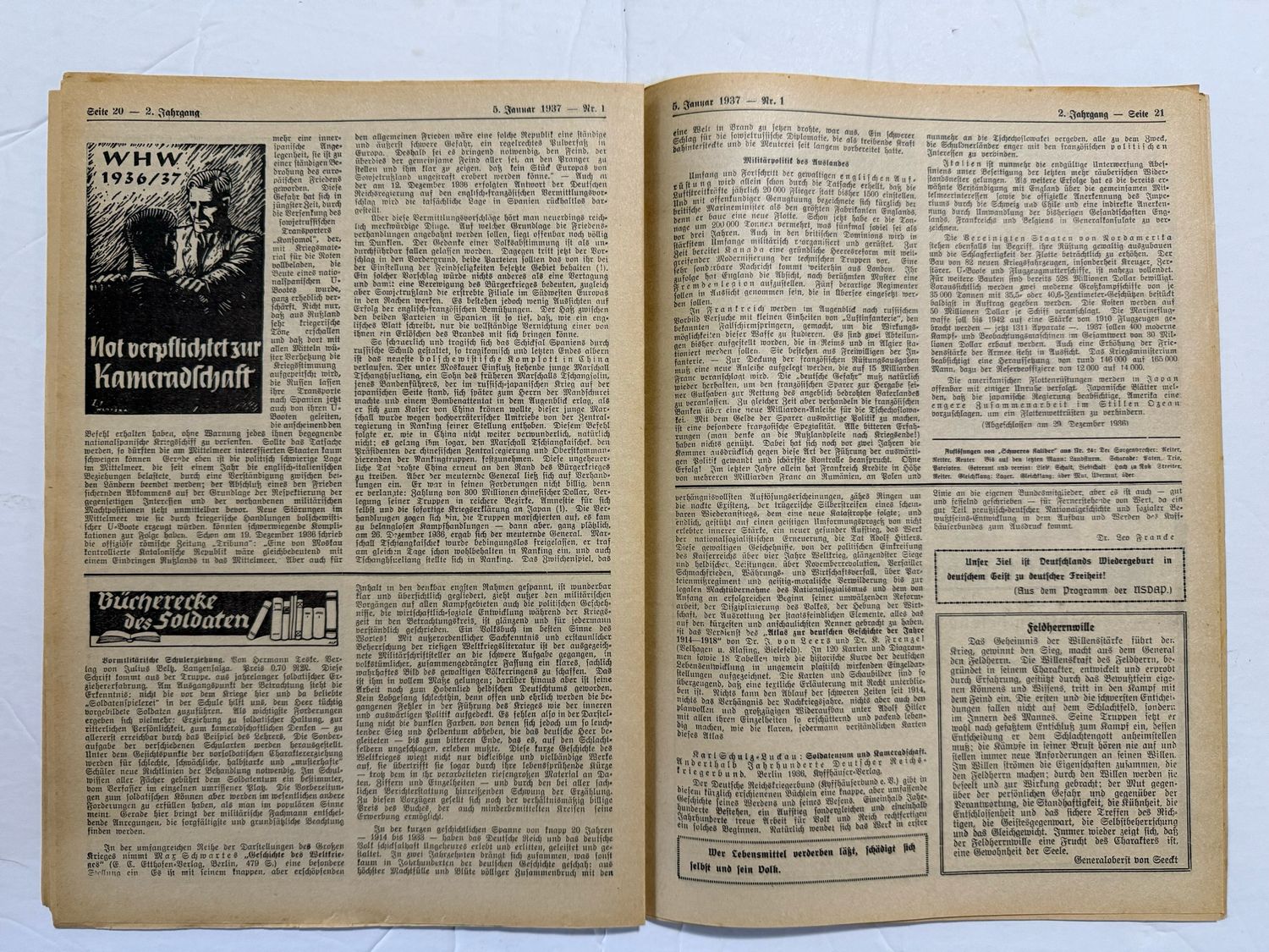 German Third Reich Veteran&#39;s Magazine Soldatenbund 1937 - Great Images - Generals, Der Fuhrer, Nachrichtentruppe, Dogs, Naval Flags, Morse Code &amp; MORE!