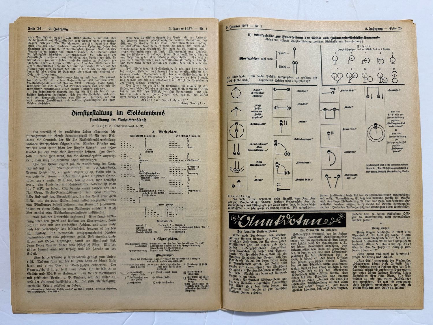 German Third Reich Veteran&#39;s Magazine Soldatenbund 1937 - Great Images - Generals, Der Fuhrer, Nachrichtentruppe, Dogs, Naval Flags, Morse Code &amp; MORE!