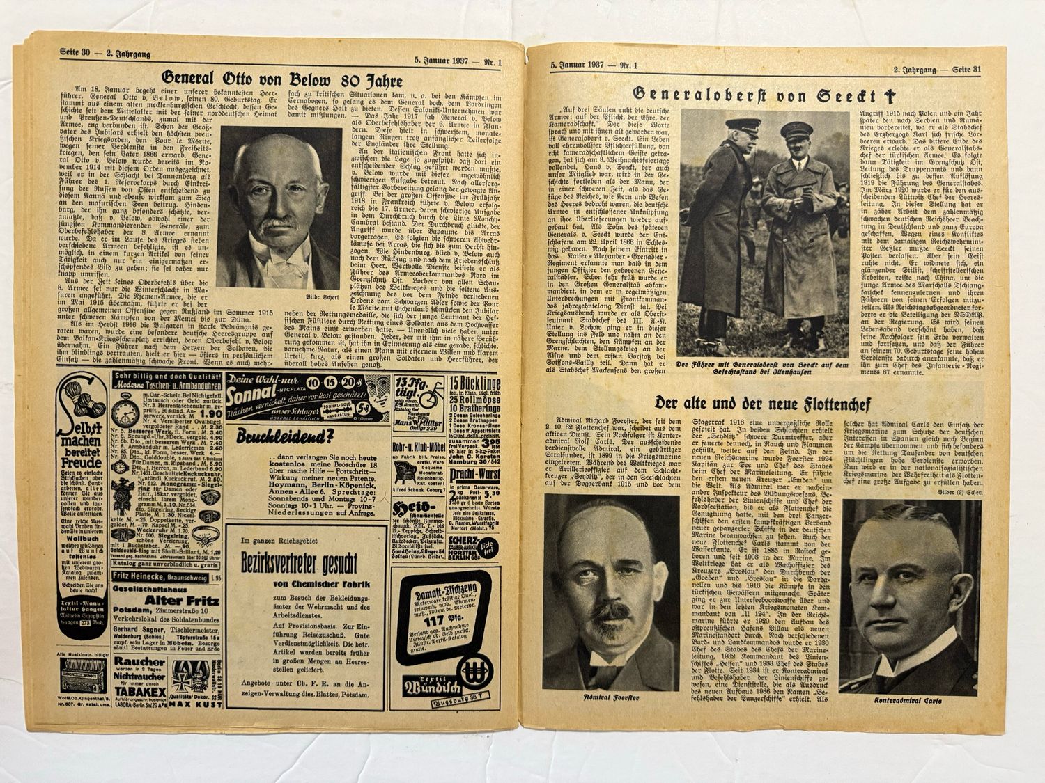 German Third Reich Veteran&#39;s Magazine Soldatenbund 1937 - Great Images - Generals, Der Fuhrer, Nachrichtentruppe, Dogs, Naval Flags, Morse Code &amp; MORE!