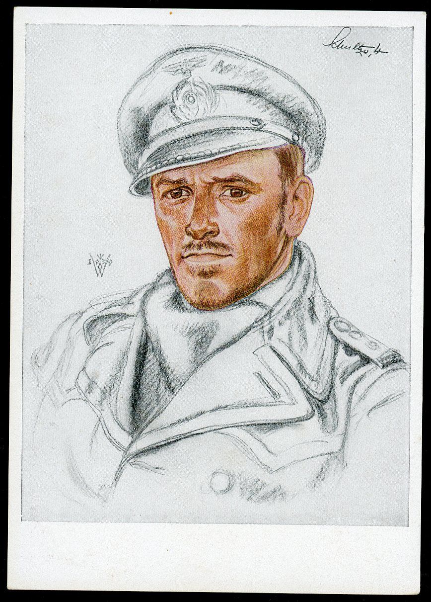 German WW2 VDA Postcard Kriegsmarine Uboat Kapitanleutnant Herbert Schultze U-48, Sunk Over 160,000 Tons of Allied Ships