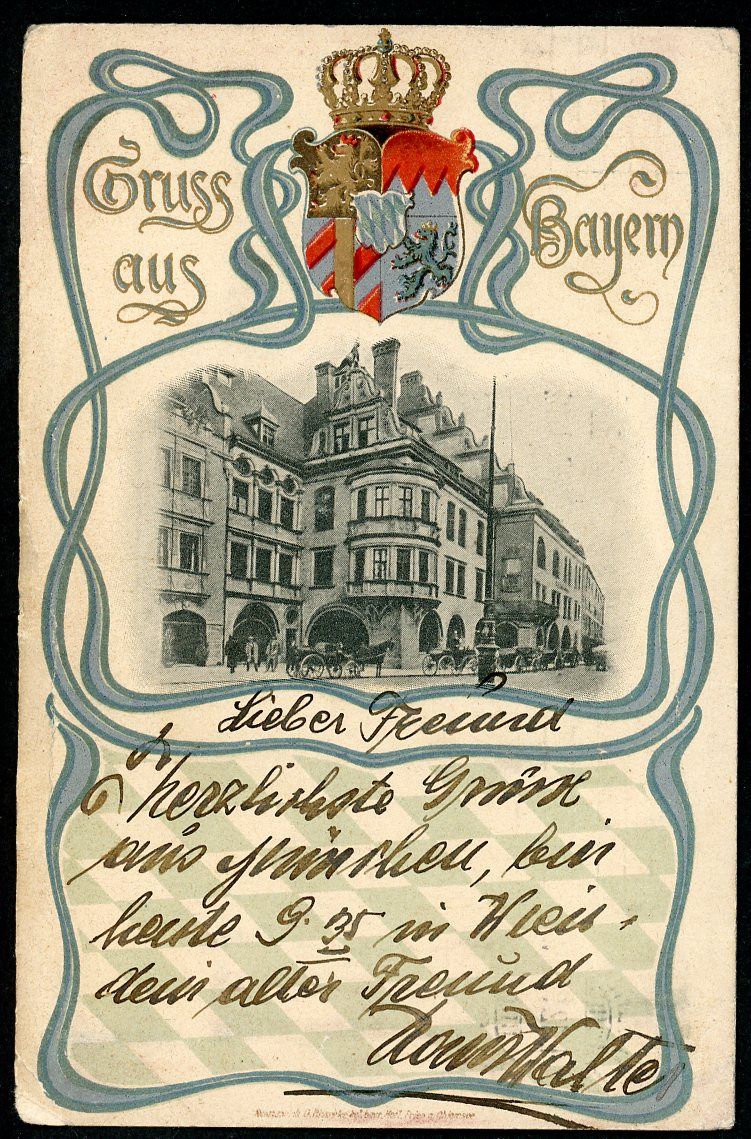 German Postcard Munich Hofbrauhaus Beer Hall / Restaurant In 1912, Later Site Of Adolf&#39;s Movement!