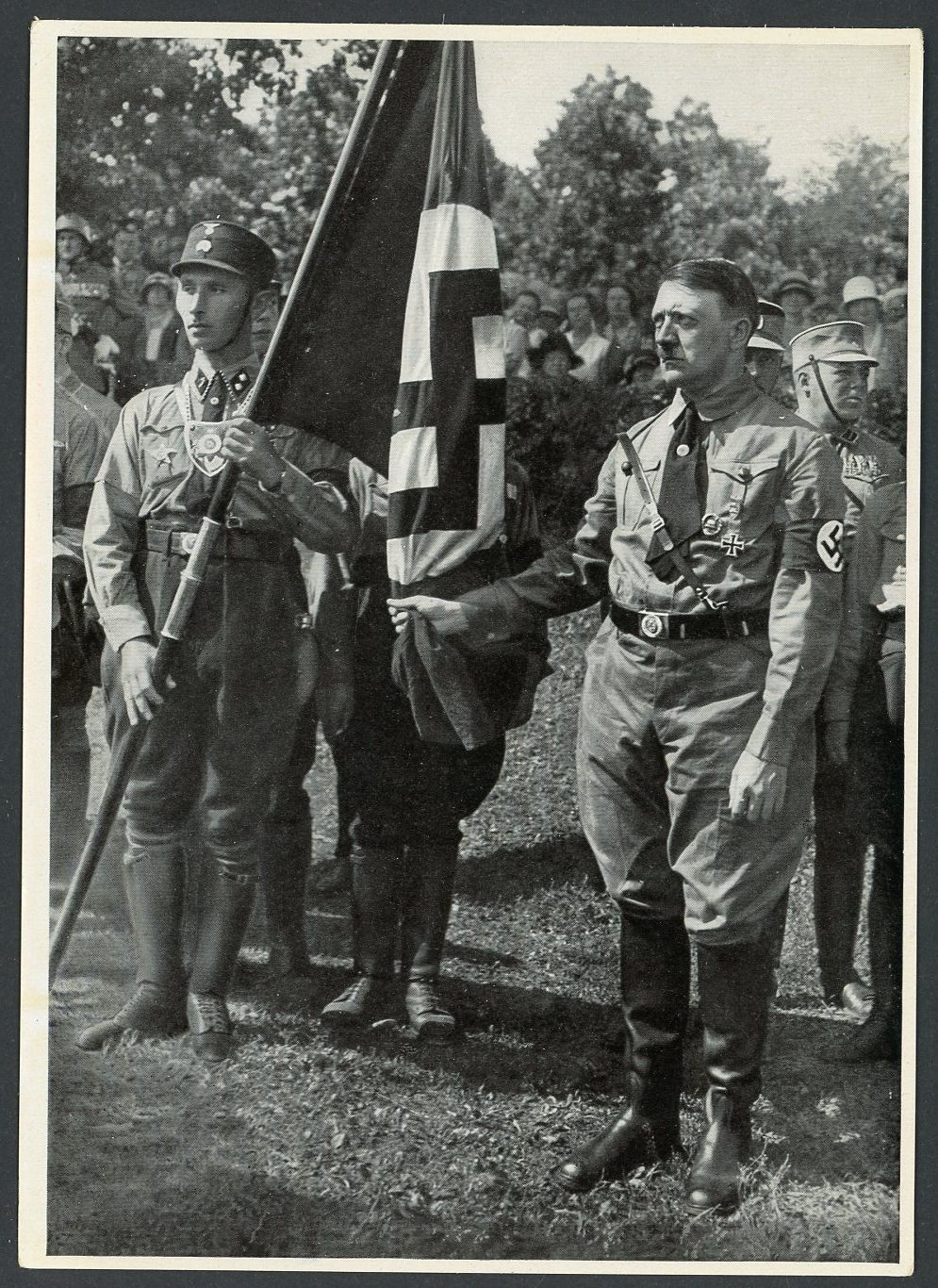 German Third Reich Photo - Der Fuhrer + The BlutFahne Blood Flag From November 9th, 1923 During Ceremony