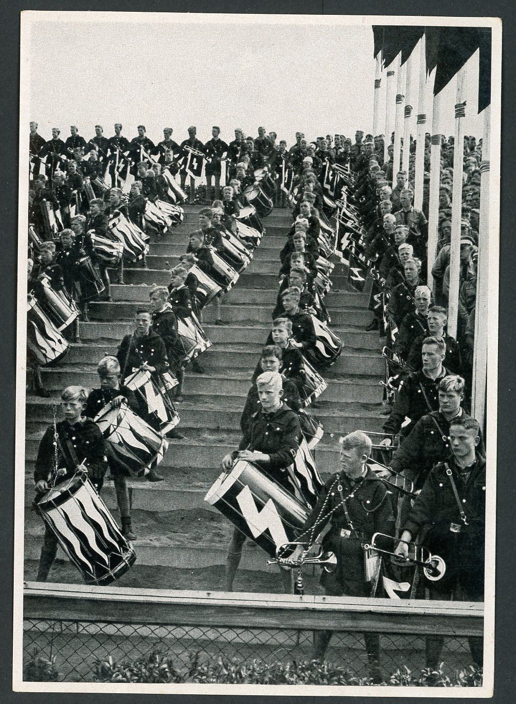 German Third Reich Photo - HJ H**ler Youth Drummers Performance During Reichsparteitag