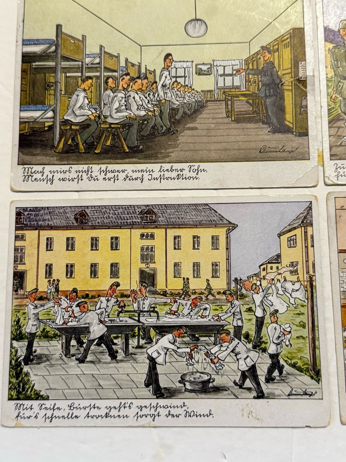 Lot of 6 German WW2 Humor Illustrated Postcards, All Sent As Feldposts During The War