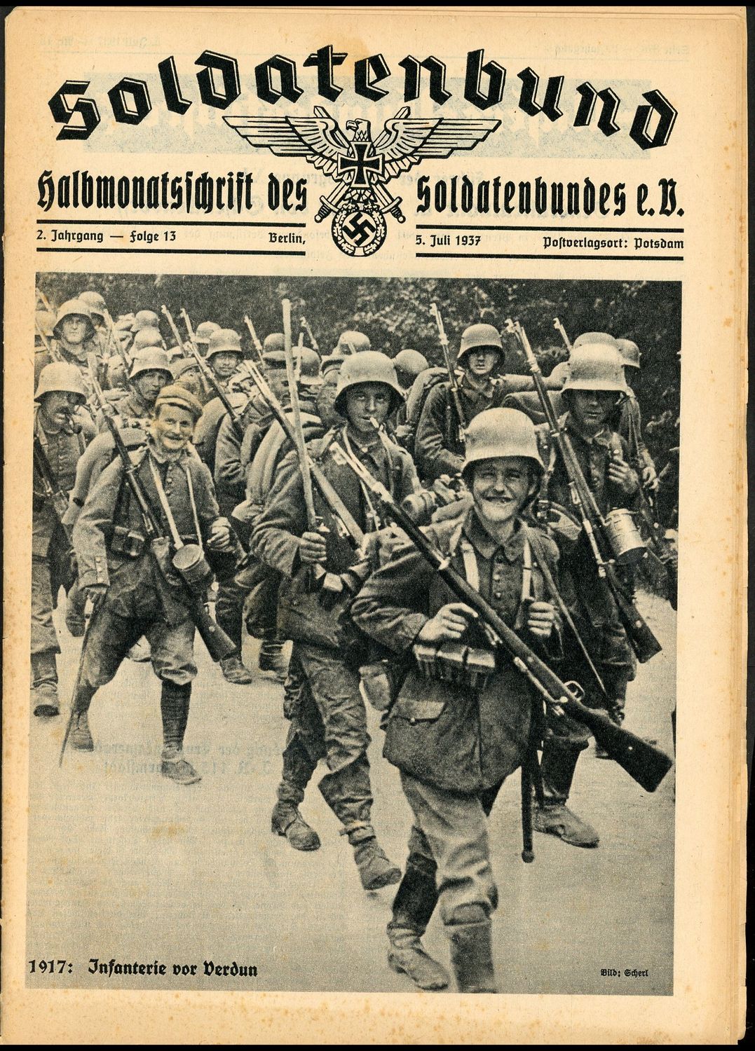 German Third Reich Veteran&#39;s Magazine Soldatenbund 1937 - Great Images - Generals, US Marines in Kiel, Wehrmacht Weapons, WW1 Stories &amp; MORE!