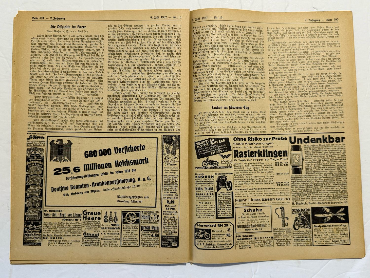 German Third Reich Veteran&#39;s Magazine Soldatenbund 1937 - Great Images - Generals, US Marines in Kiel, Wehrmacht Weapons, WW1 Stories &amp; MORE!