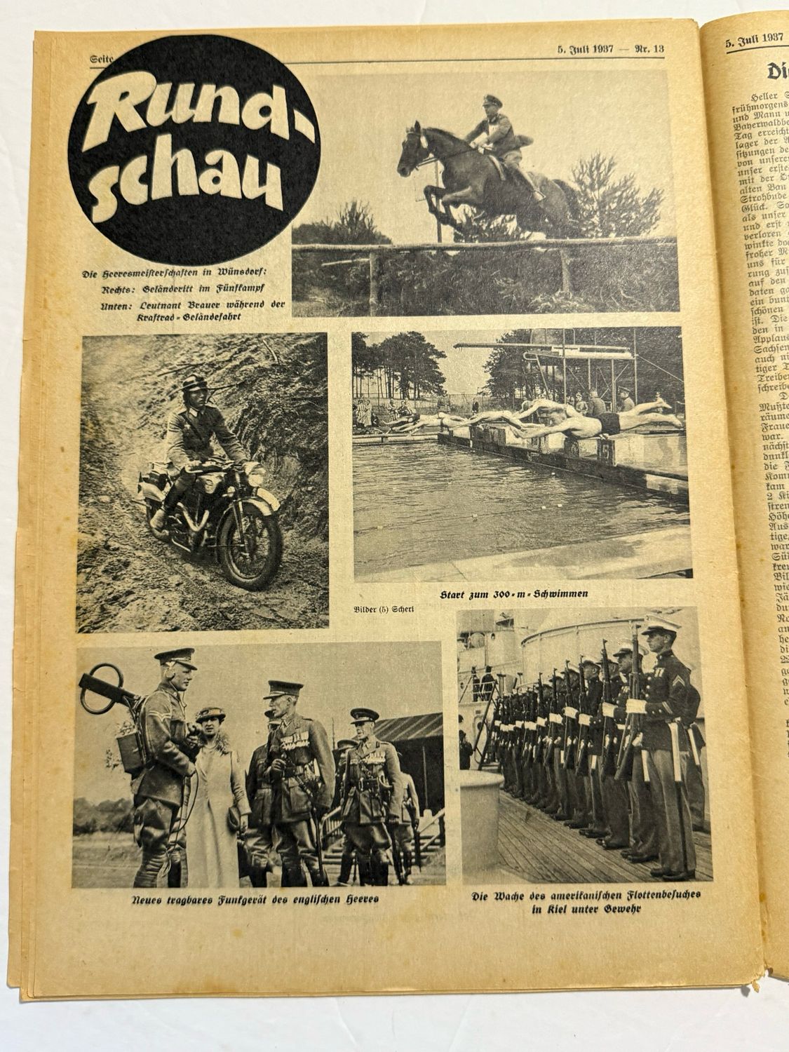 German Third Reich Veteran&#39;s Magazine Soldatenbund 1937 - Great Images - Generals, US Marines in Kiel, Wehrmacht Weapons, WW1 Stories &amp; MORE!