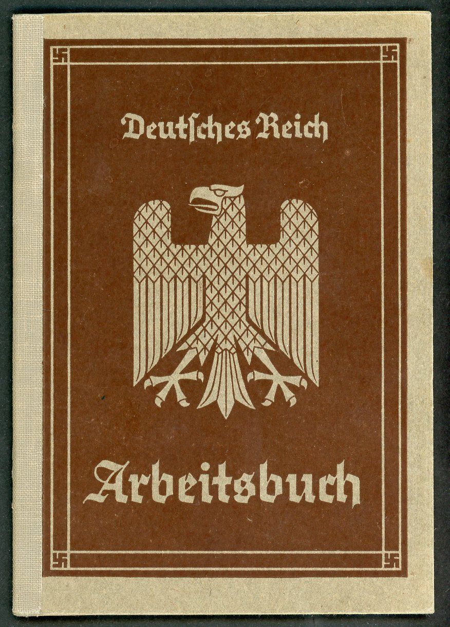 German Third Reich Arbeitsbuch Worker Record Book Female Worked For N. Israel Berlin
