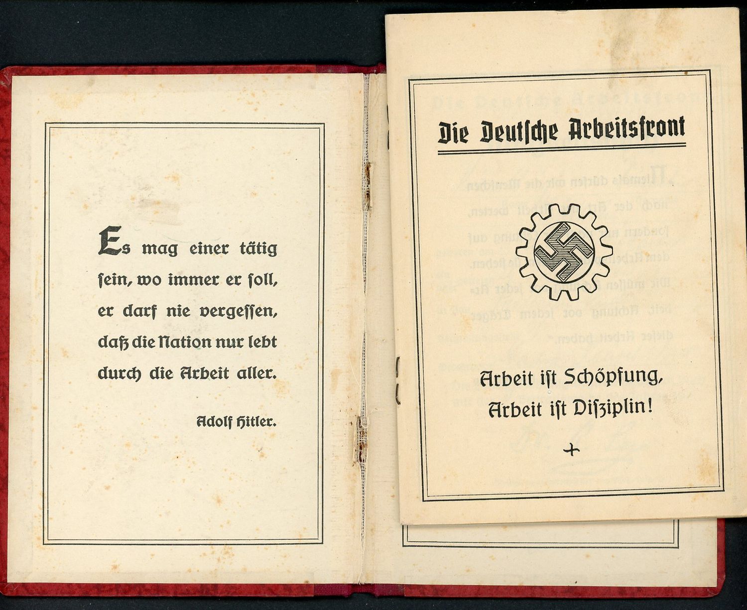 German Third Reich DAF Membership Booklet With Swaz Dues Stamps From 1935 To 1944