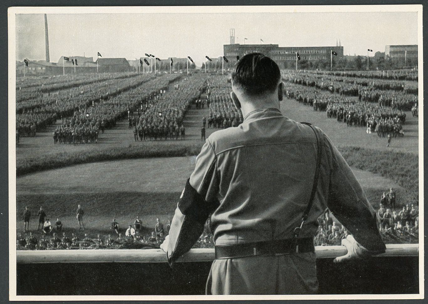 German Third Reich Photo - Der Fuhrer Looking Out At Thousands of SA Men During Dortmund Rally In 1933