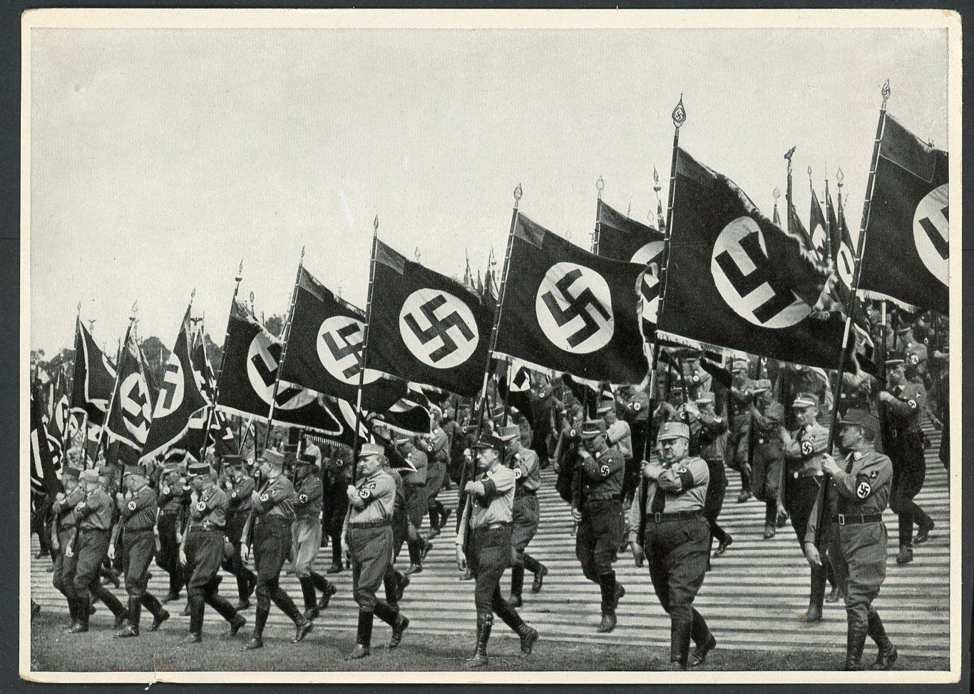 German Third Reich Photo - Partei Flag Parade During Reichsparteitag Nurnberg Rally 1933
