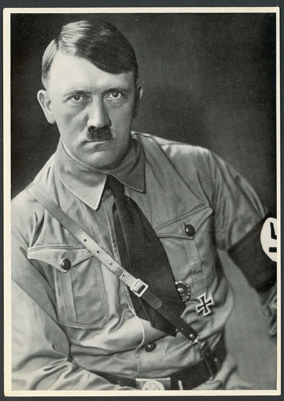 German Third Reich Photo - Portrait of Der Fuhrer in Uniform with Iron Cross 1st Class and Black Wound Badge