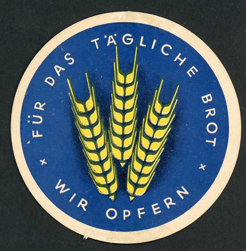 Z German 3rd Reich Paper WHW Donation Door Plaque - Fur das Tagliche Brot Wir Opfern WHW February 1934