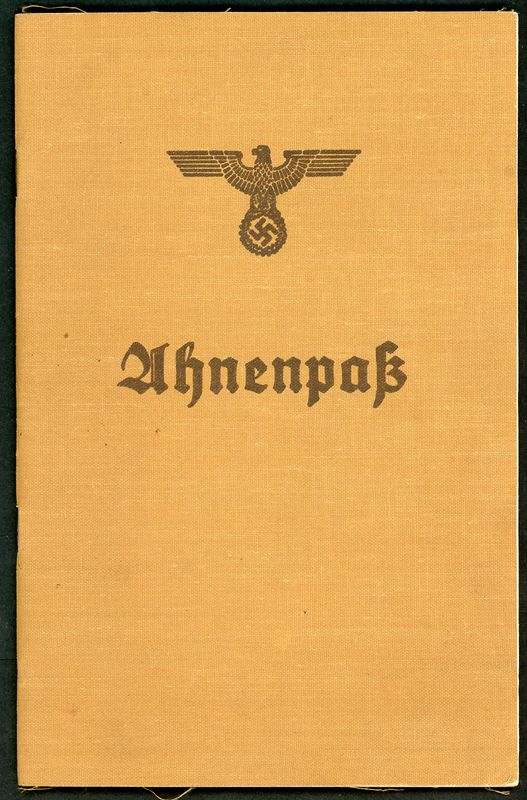 Z German Third Reich Ahnenpaß Ancestral Passport - Eagle / Swaz Linen Oil Cloth Cover - Forward By Der Fuhrer - Used to Document Family History / Lineage / Bloodlines