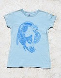 Spiritual womens t shirt Archangel Michael art silk screened blue on blue