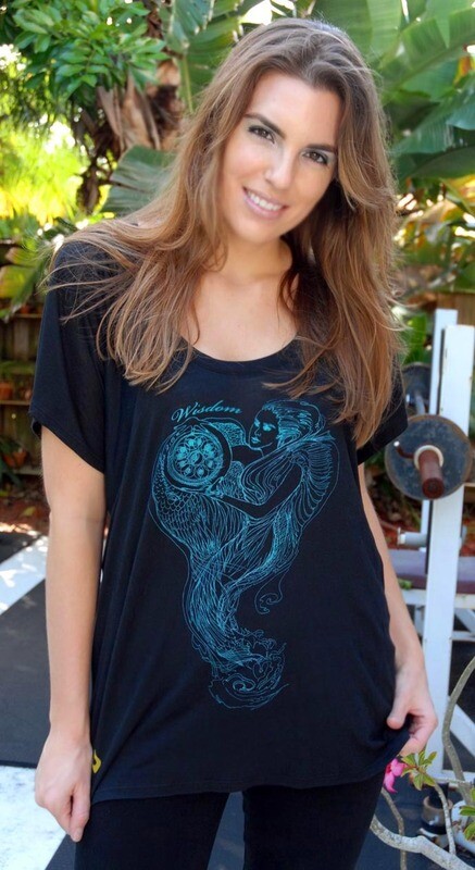 Woman's spiritual flowy t shirt Wisdome art