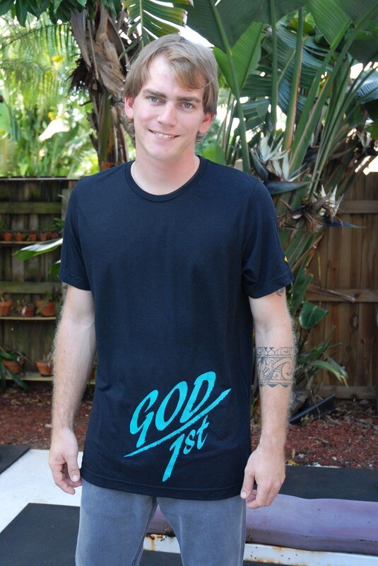 Men's Black T shirt, God 1st Art
