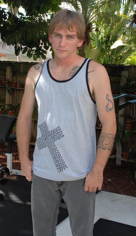 Cross Art by Lisa Hornor in Light Grey and Black Tank