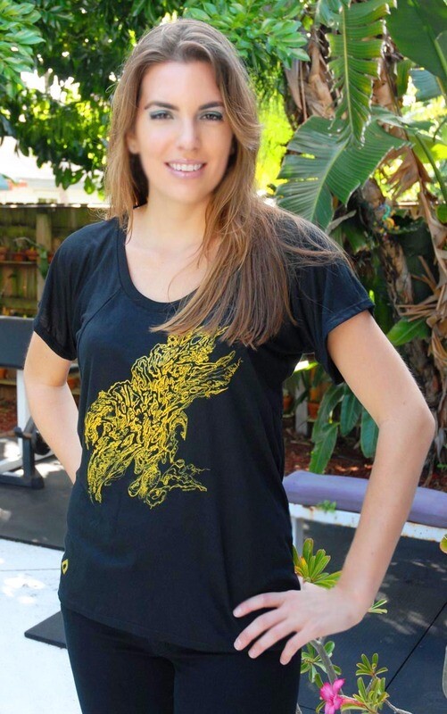 AWay Art on Black Flowy T Shirt