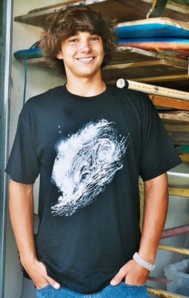 Black and White t shirt with 3:16 Wave Art by Lisa Hornor