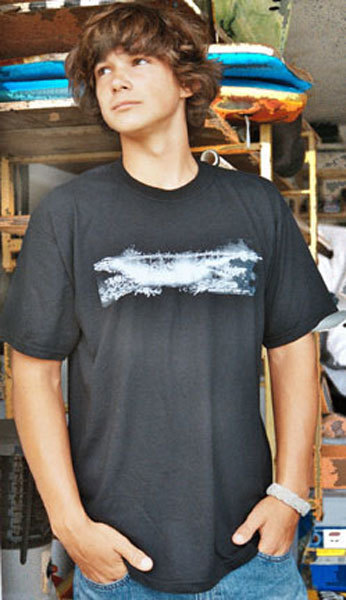 Black and White T Shirt with Peak Wave Art by Lisa Hornor