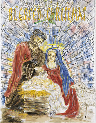 Nativity Christmas Card "Blessed Christmas"