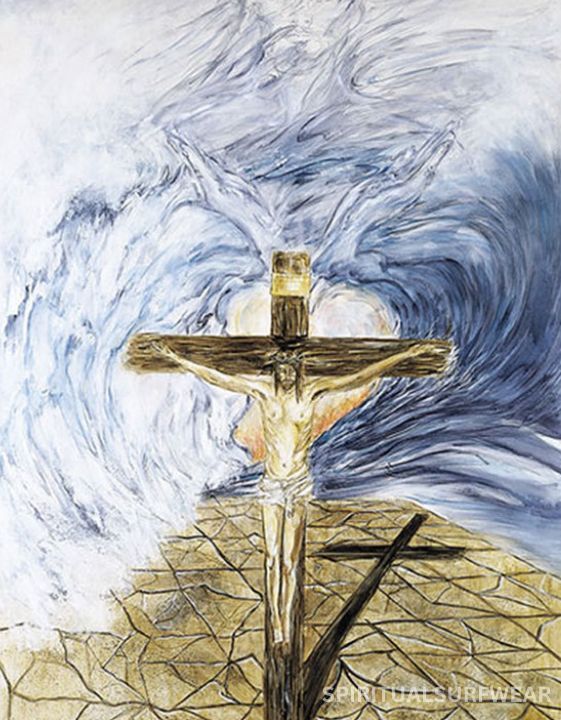 Jesus in Wave, The Resurrection Painting Greeting Cards