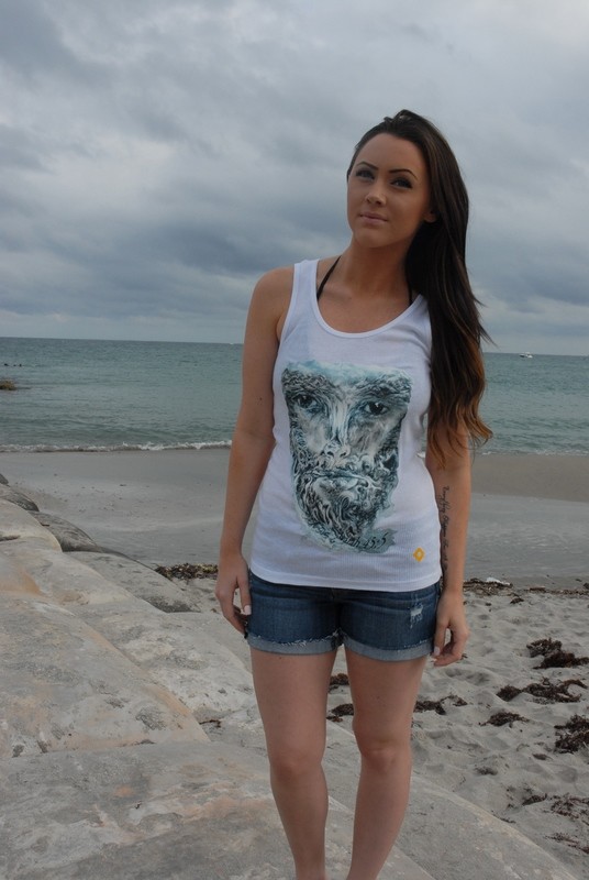 God Almighty Painting on Women's White Ribbed Tank