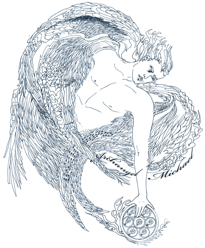 Archangel Michael Line Art by Lisa Hornor