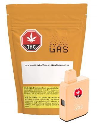 (GAS) - Peach Boba Live Resin &amp; Liquid Diamond Disposable Pen [1g Indica]