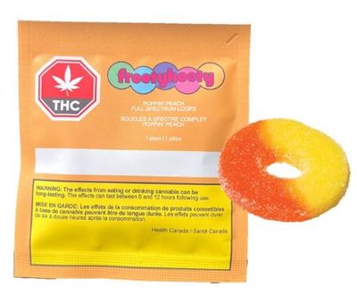 FROOTY HOOTY -  Poppin&#39; Peach Full Spectrum Loops Soft Chews [10mg Sativa]