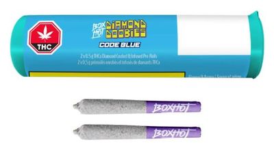 BOXHOT -  Diamond Doobies Code Blue Infused Pre-Rolls [2 x 0.5g Sativa]