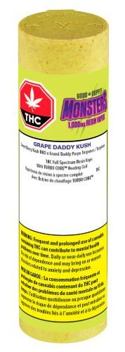 GOOD SUPPLY MONSTERS - Grape Daddy Kush Full Spectrum Resin Vape Cart [1.5g Indica]