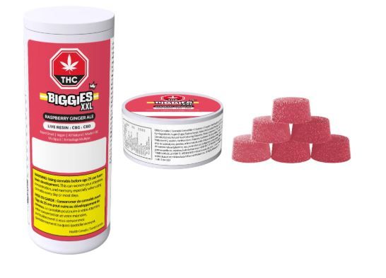 BIGGIES by EVEN - Raspberry Ginger Ale Live Resin Soft Chews [6x2.5mg Hybrid]