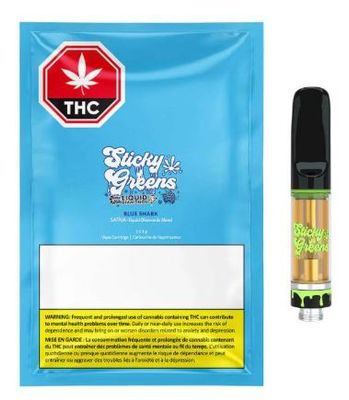 STICKY GREENS - Blue Shark Liquid Diamond Vape [1g Sativa]