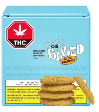 OLLI BAKED - Multipack of 5 Mini Oatmeal Chocolate Chip Cookies [5 x 10mg Blend]
