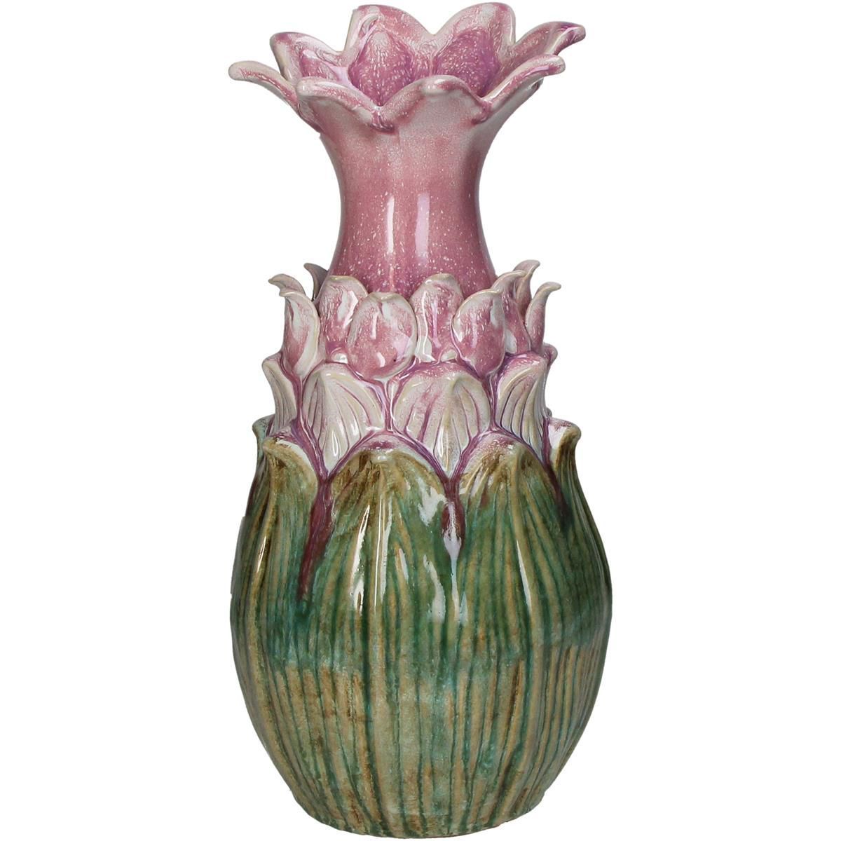 Vase Stoneware Pink 16x16x34.5cm