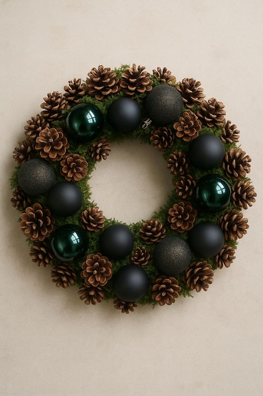 Dennenappel krans 30 cm incl. Ballen